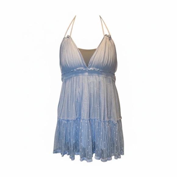 Unbranded Dresses & Skirts - Light Blue Textured Mesh Top – Size L – Soft Feminine Style